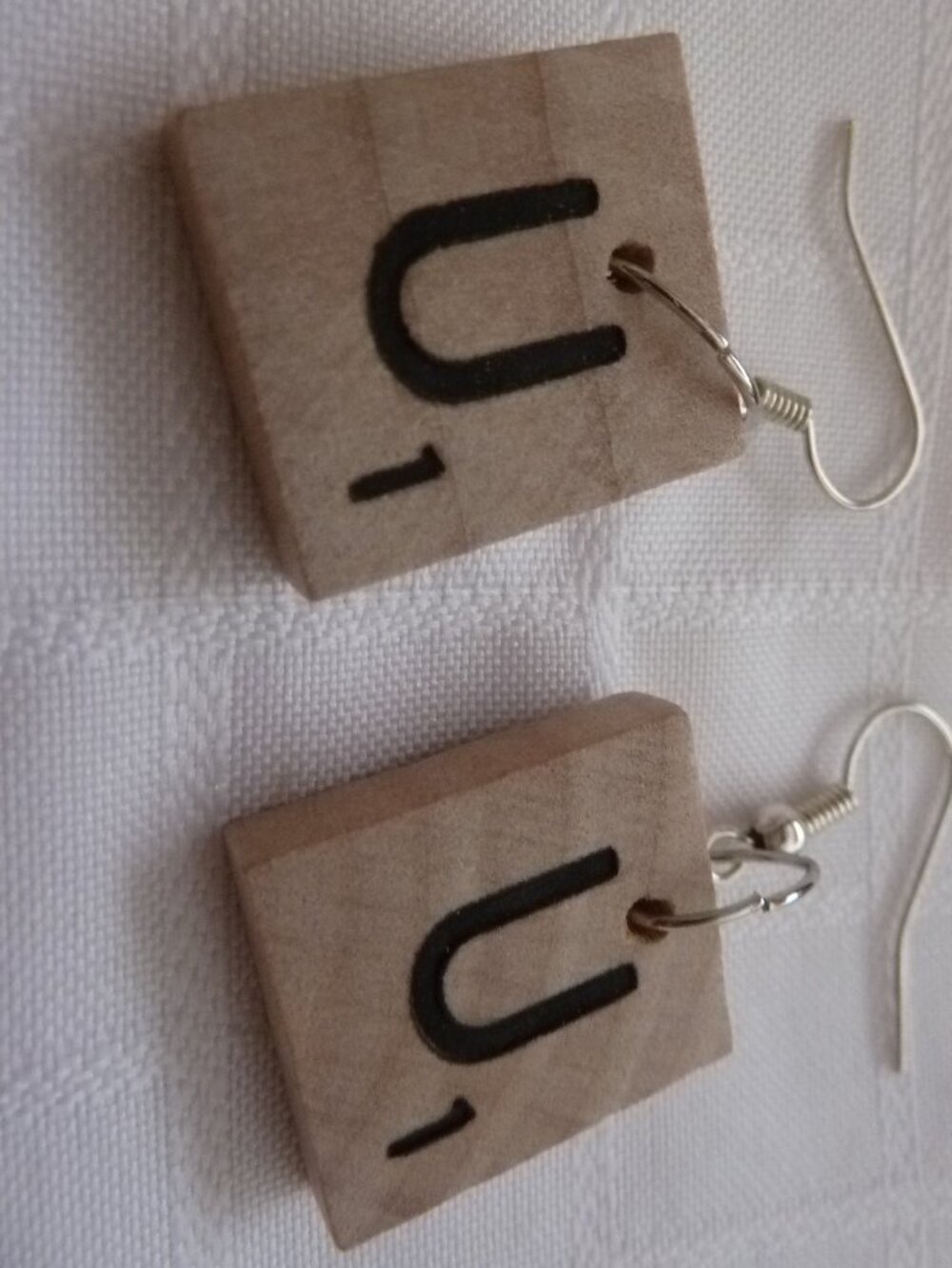 No8 Handmade earrings made from Scrabble tiles